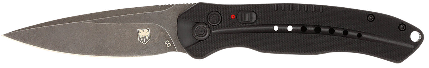 CobraTec Knives Diablo 3.50" Auto Folding Knife Black D2 Steel Stonewashed Blade Black G10 Handle