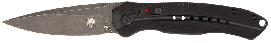 CobraTec Knives Diablo 3.50" Auto Folding Knife Black D2 Steel Stonewashed Blade Black G10 Handle