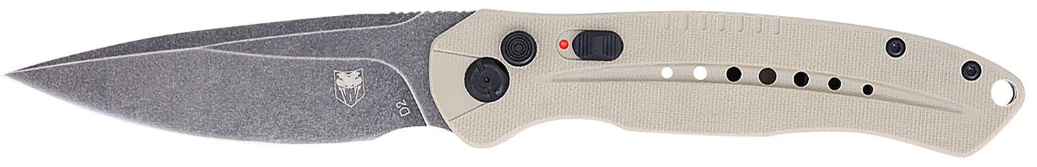 CobraTec Knives Diablo 3.50" Auto Folding Knife Black D2 Stonewashed Blade Tan Textured G10 Handle