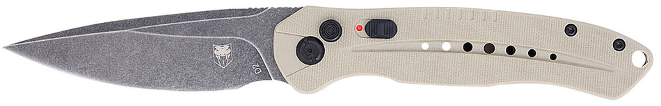 CobraTec Knives Diablo 3.50" Auto Folding Knife Black D2 Stonewashed Blade Tan Textured G10 Handle