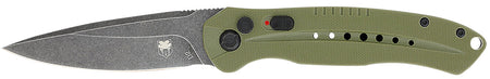 CobraTec Knives Diablo 3.50" Auto Folding Knife Black D2 Stonewashed Blade OD Green Textured G10 Handle