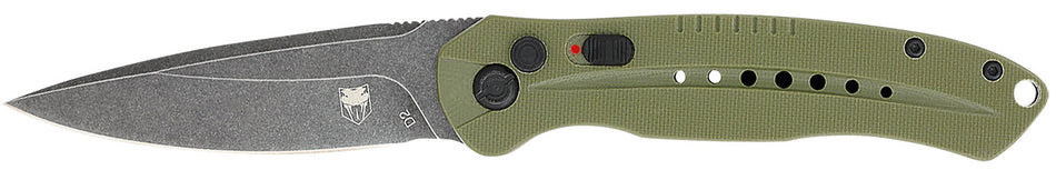 CobraTec Knives Diablo 3.50" Auto Folding Knife Black D2 Stonewashed Blade OD Green Textured G10 Handle