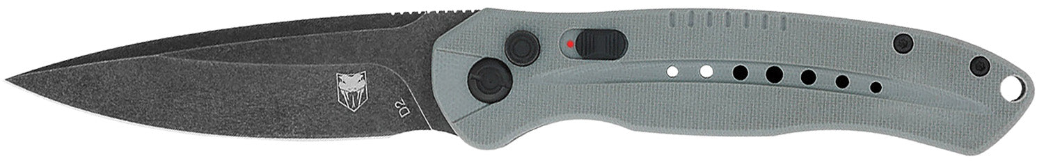 CobraTec Knives Diablo 3.50" Auto Folding Knife Black D2 Stonewashed Blade Gray Textured G10 Handle
