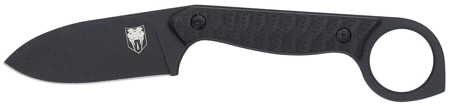 CobraTec Knives Wolfteeth EDC 2.75" Drop Point Plain 14C28N Steel Blade Black Textured G10 Scales