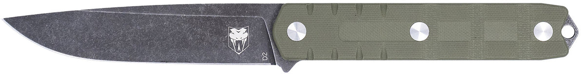 CobraTec Knives Outdoor Warrior 4.50" Fixed Drop Point D2 Stonewashed Blade OD Green G10 Scales Kydex Holster