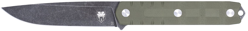 CobraTec Knives Outdoor Warrior 4.50" Fixed Drop Point D2 Stonewashed Blade OD Green G10 Scales Kydex Holster