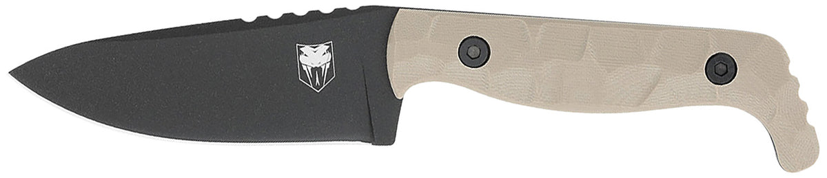 CobraTec KingPin 4" Fixed Drop Point D2 Steel Knife with Tan Textured G10 Scales