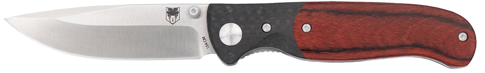 CobraTec Baron 3.25" Folder Drop Point Satin 154CM Steel Blade, Carbon Fiber and Pakkawood Handle