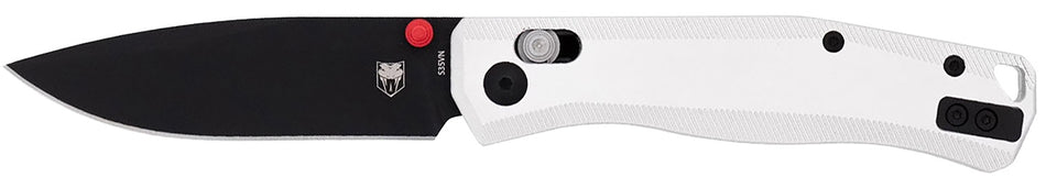 CobraTec Regent 3.25" Flip Open Plain Black TiCN S35VN Blade with Silver Anodized Aluminum Handle