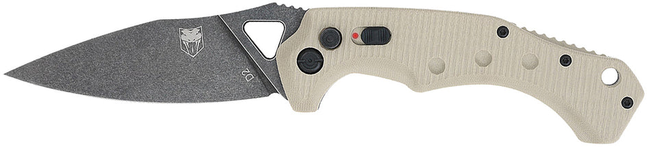 CobraTec TANAFRYK Ryker 3.75" Folding Plain Stonewashed D2 Blade with 5" Tan G10 Handle