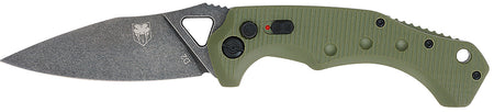 CobraTec ODGAFRYK Ryker 3.75" Folding Plain Stonewashed D2 Blade with 5" OD Green G10 Handle