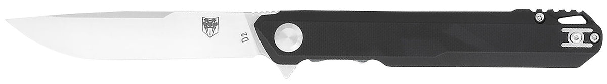 CobraTec CTMONBLK Monarch 3.50" Folder Satin D2 Steel Blade with Black G10 Handle and Lanyard Hole