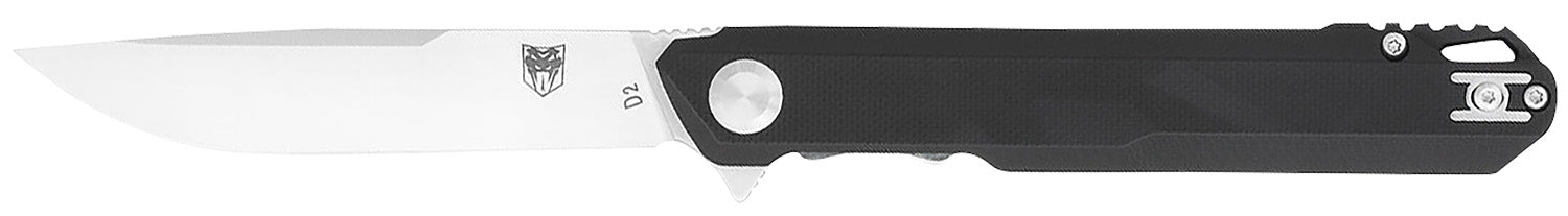 CobraTec CTMONBLK Monarch 3.50" Folder Satin D2 Steel Blade with Black G10 Handle and Lanyard Hole