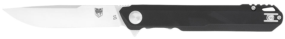 CobraTec CTMONBLK Monarch 3.50" Folder Satin D2 Steel Blade with Black G10 Handle and Lanyard Hole
