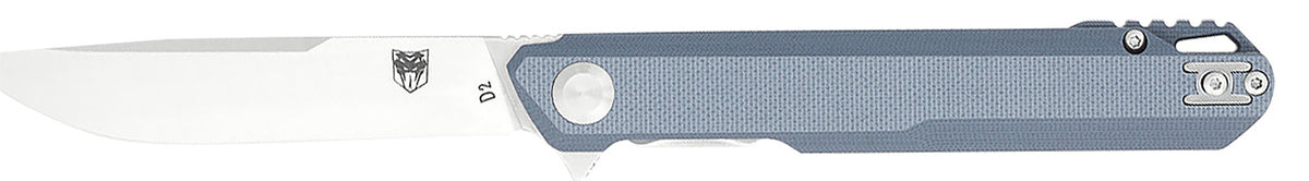 CobraTec CTMONGRY Monarch 3.50" Folder Satin D2 Steel Blade with Gray G10 Handle and Lanyard Hole