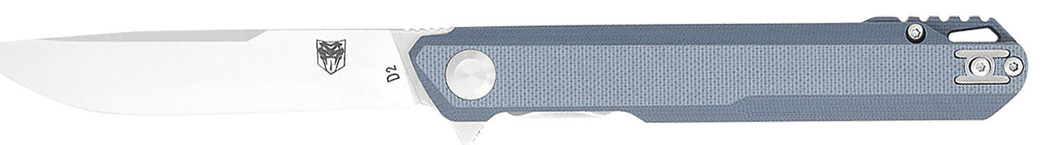 CobraTec CTMONGRY Monarch 3.50" Folder Satin D2 Steel Blade with Gray G10 Handle and Lanyard Hole