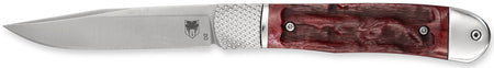 CobraTec CTTHRRED Trapper 3.12" Flip Open Satin D2 Steel Drop Point Blade, Red Bone Handle