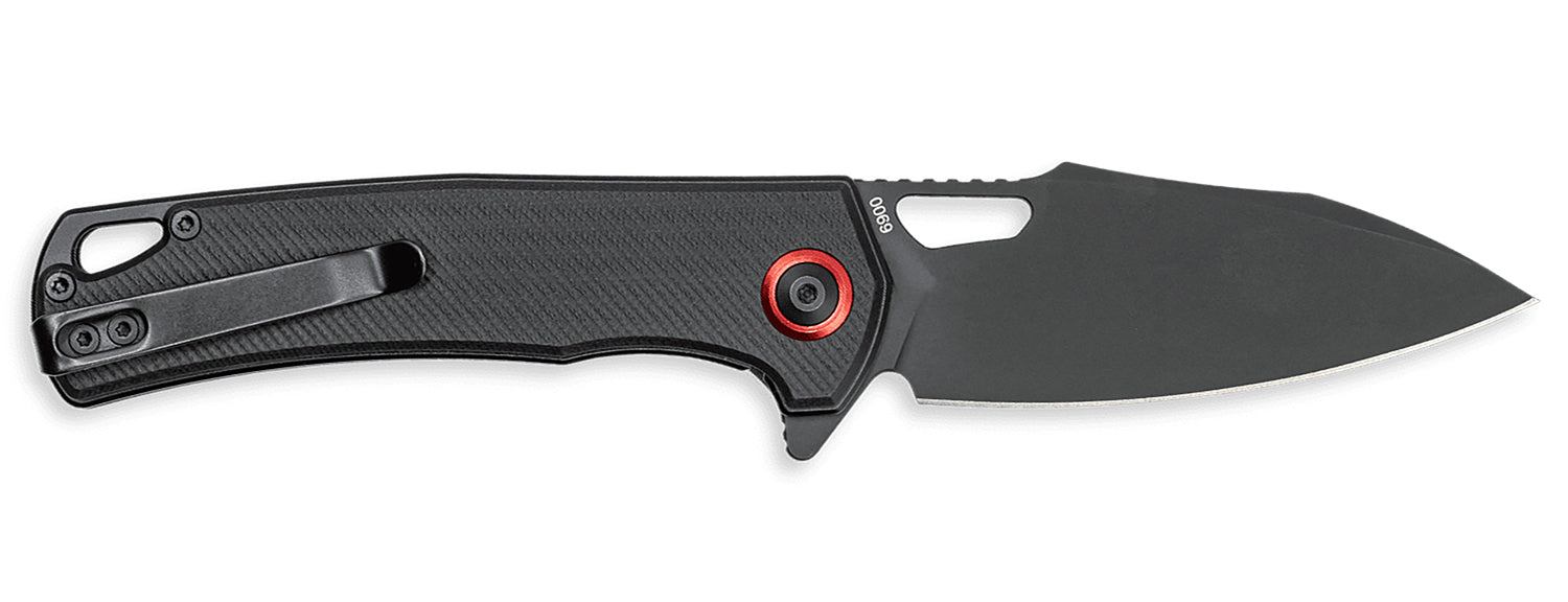 CobraTec CTWOLVERINEGRN Wolverine 3.13" OTF Black TiCN D2 Steel Drop Point Blade with Black G10 Scales