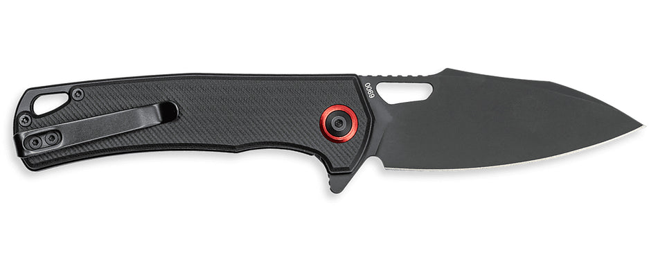 CobraTec CTWOLVERINEGRN Wolverine 3.13" OTF Black TiCN D2 Steel Drop Point Blade with Black G10 Scales
