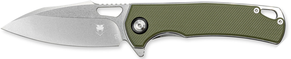 CobraTec CTCLNHRBLK Wolverine 3.12" OTF Satin TiCN D2 Steel Blade with Green G10 Scales
