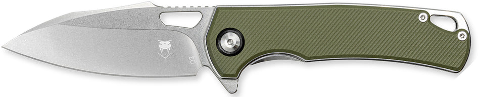 CobraTec CTCLNHRBLK Wolverine 3.12" OTF Satin TiCN D2 Steel Blade with Green G10 Scales