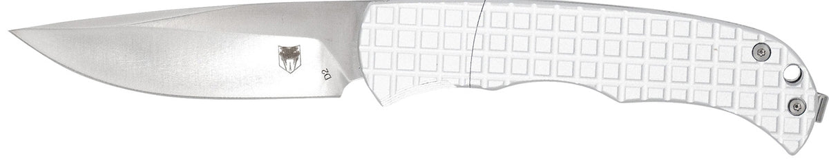 CobraTec CTCLNHRSIL Cyclone 3" OTF Auto Hidden Release Satin D2 Blade with White Aluminum Handle