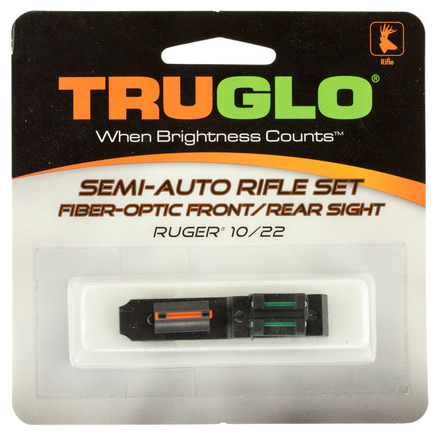 TruGlo Ruger 10/22 Fiber Optic Sight Set TG111W Windage/Elevation Adjustable Red/Green (Non-Takedown)