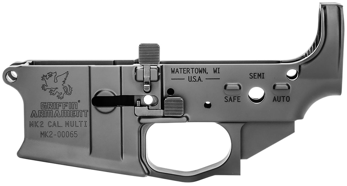 Griffin Armament MK2AL MK2 Stripped Lower Receiver 7075-T6 Aluminum Black Anodized for AR-15