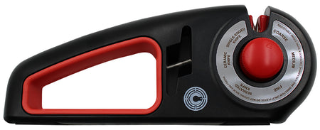 Caliber Gourmet CBGKS1 Durable Adjustable Carbide and Ceramic Knife Sharpener, Black/Red