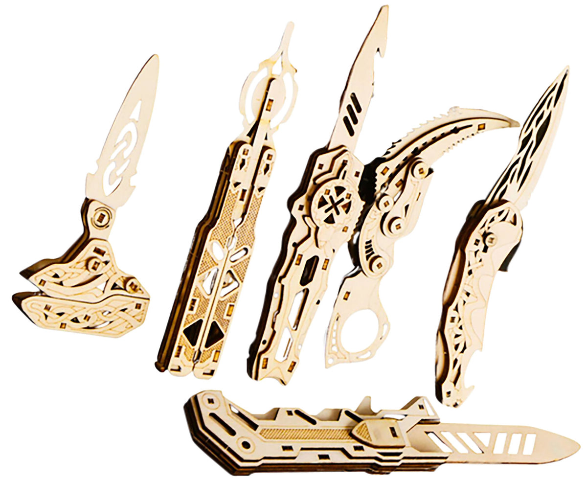 Caliber Gourmet Wood Knife Model Puzzle Set 6 Pack Brown CBG-PZ-03K