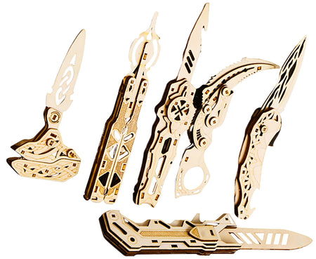 Caliber Gourmet Wood Knife Model Puzzle Set 6 Pack Brown CBG-PZ-03K