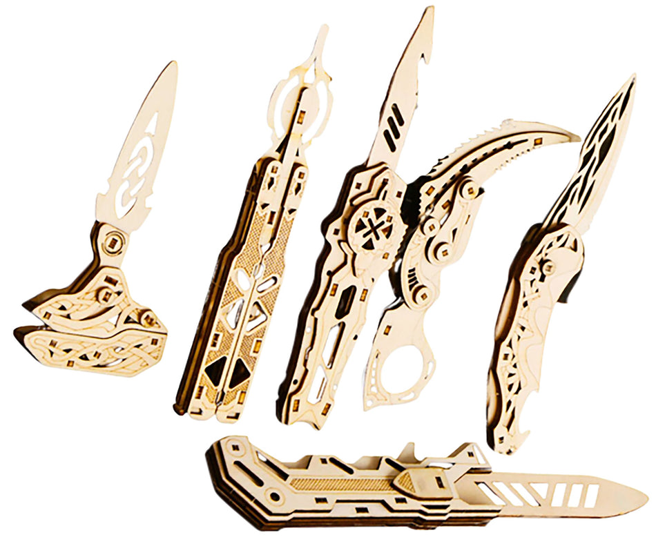 Caliber Gourmet Wood Knife Model Puzzle Set 6 Pack Brown CBG-PZ-03K