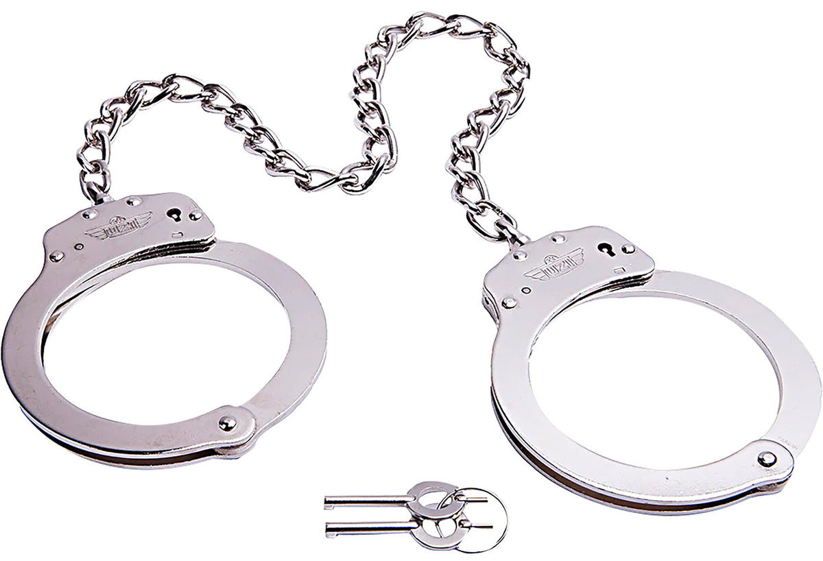 Uzi Law Enforcement Silver Leg Irons Double-Lock Cuffs 23 Positions