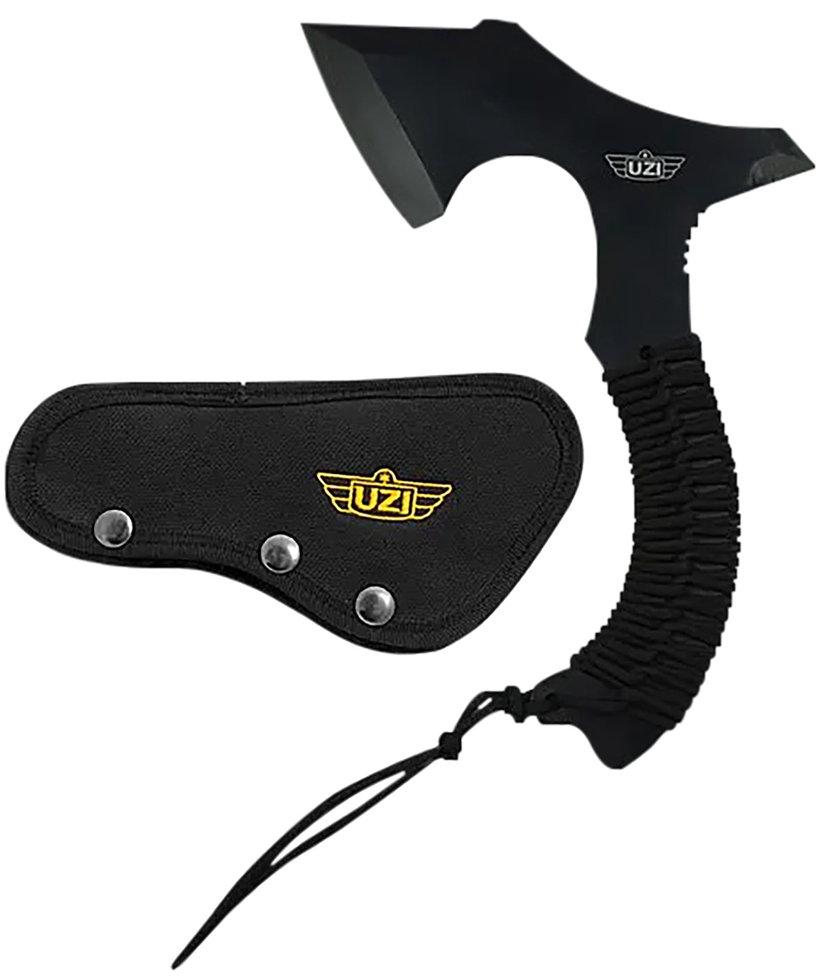 Uzi UZKAXE5 Throwing Axe 12.20" OAL 7" Double-Edged Steel Blade, Paracord Wrapped Handle, Kydex Sheath Included