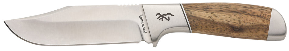 Browning Sage Creek Large 4.50" Fixed Clip Point Plain Satin SS Blade, Brown Zebra Wood Handle