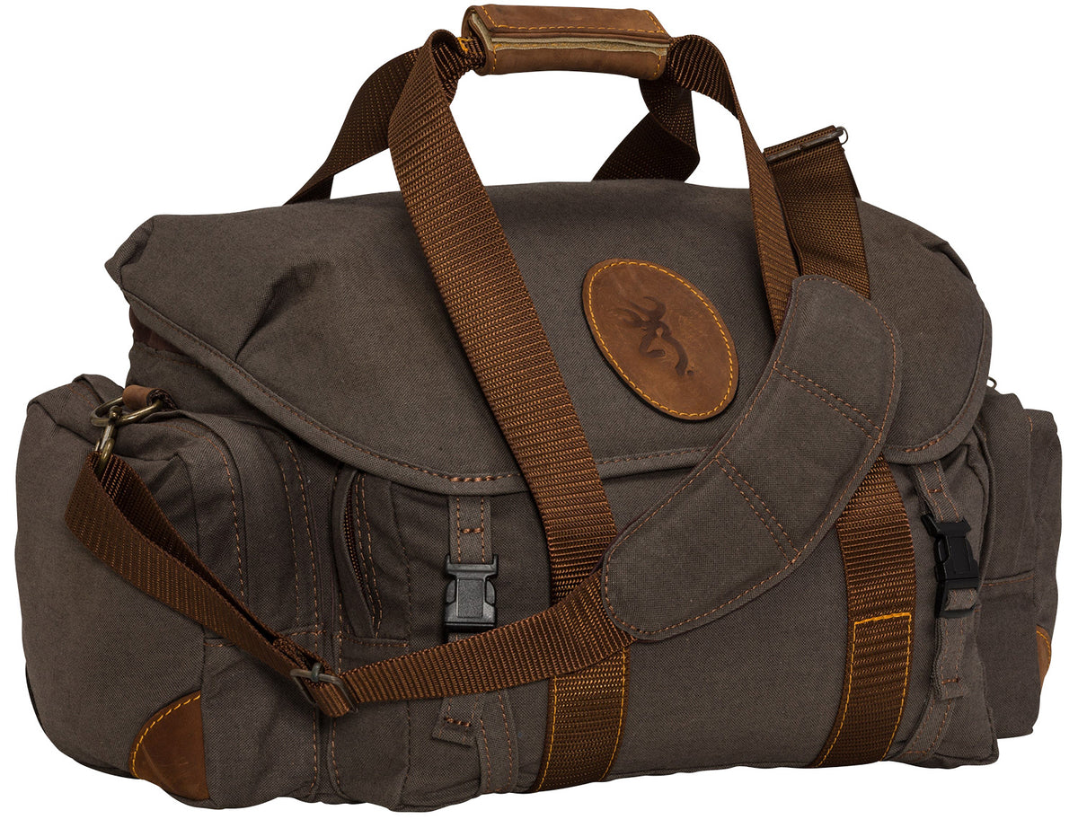 Browning Lona Range Bag Brown/Flint Canvas Leather Shooting Range Gear Organizer