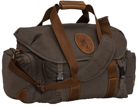 Browning Lona Range Bag Brown/Flint Canvas Leather Shooting Range Gear Organizer
