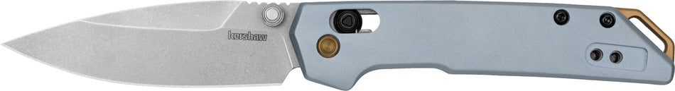Kershaw 2051 Iridium Mini Pocket Knife 3" Spear Point D2 Steel Blade, Ice Blue Aluminum Handle, Pocket Clip