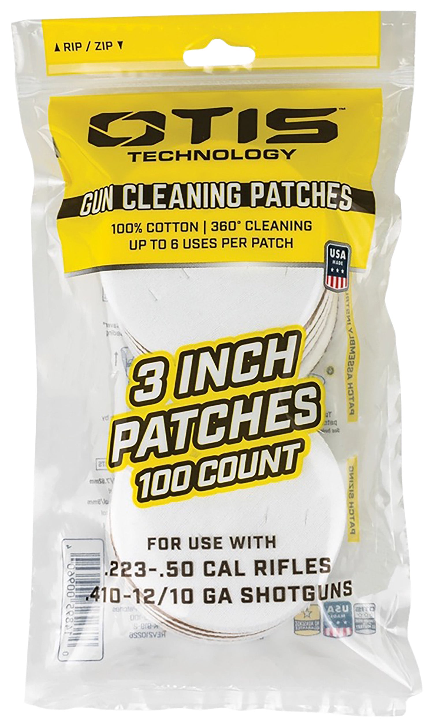 Otis FG919100 Universal Caliber Cotton Cleaning Patches 3 In 100 Pack