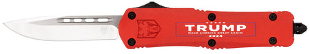 CobraTec MTRP24REDDNS FS-3 Trump 2024 Medium OTF Satin D2 Steel Blade with Red Cerakoted MAGA Aluminum Handle