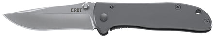 CRKT Drifter EDC Folder Model 6450S, 2.88" Satin 8Cr14MoV Drop Point Blade, Silver Stainless Steel Handle