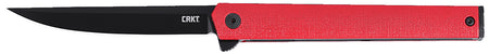 CRKT CEO Flipper EDC Folder Model 7097RK, 3.35" Black EDP AUS-8A Drop Point Blade, Red GRN Handle