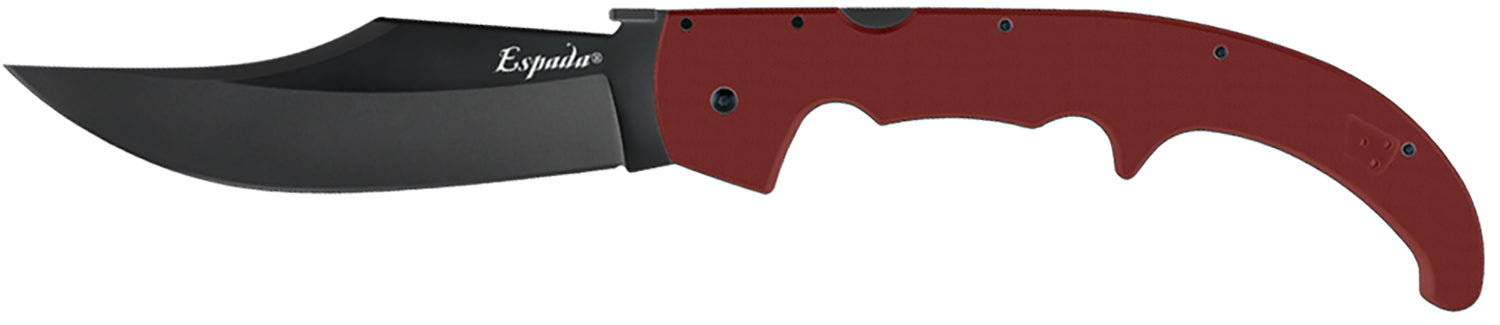 Cold Steel CS62MGCRRBK Espada XL 7.50" Folding AUS-10A SS Trailing Point Blade with Ruby Red G10 Handle