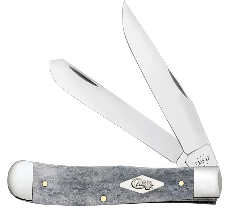 Case CopperLock 2 Folding Knife #34201, Plain Mirror Polished Clip Point & Spey Blades, Smooth Gray Bone Handle