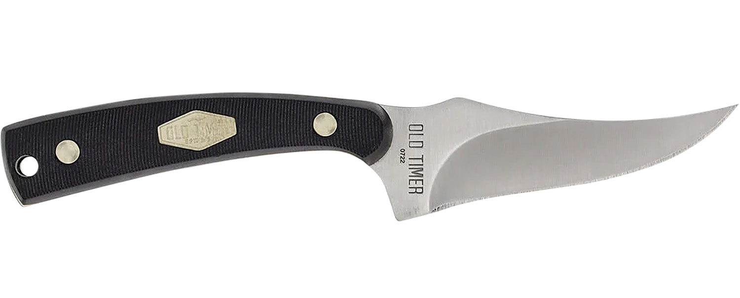 Old Timer 1179216 Sharpfinger 3.30" Clip Point Fixed Blade Knife with Leather Sheath