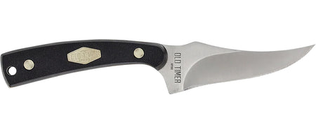 Old Timer 1179216 Sharpfinger 3.30" Clip Point Fixed Blade Knife with Leather Sheath