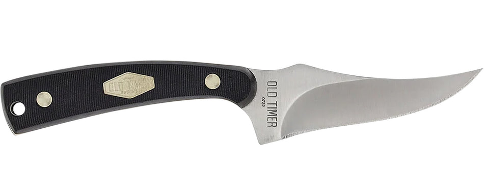 Old Timer 1179216 Sharpfinger 3.30" Clip Point Fixed Blade Knife with Leather Sheath