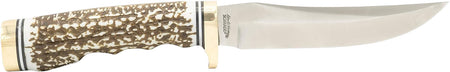 Uncle Henry Next Gen Golden Spike 1100087, 5" Fixed Plain Polished SS Blade, Traditional Staglon Handle