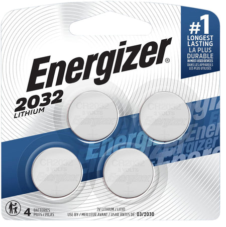 Energizer CR2032 3.0V 235mAh Lithium Coin Cell Batteries Qty 4