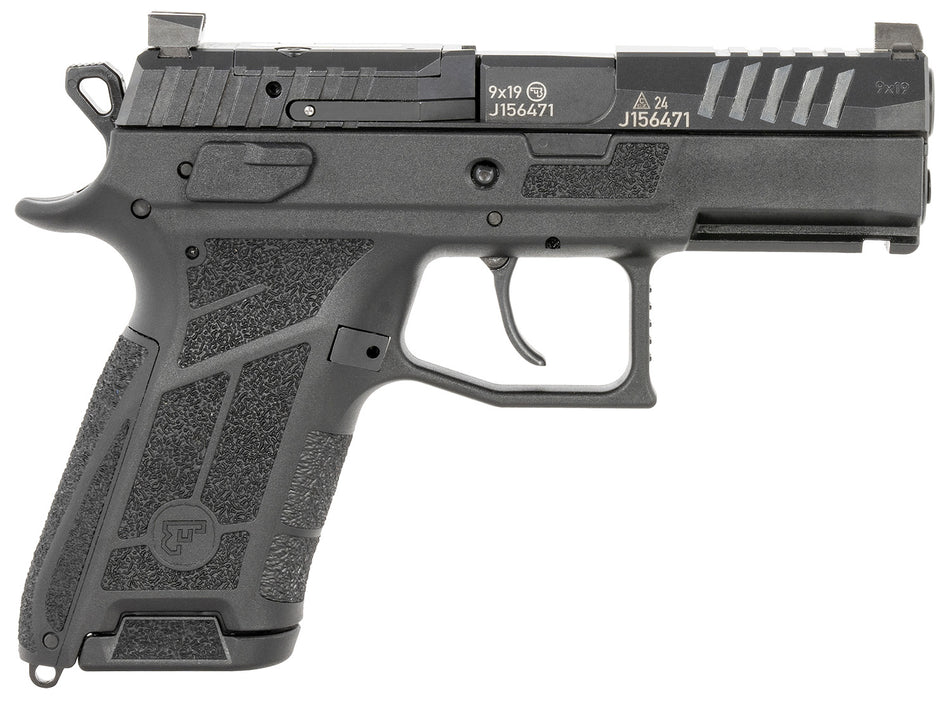 CZ-USA 91660 P-09 C Nocturne Compact 9mm Luger 15+1 3.74" Black Steel Barrel, Black Optic Cut/Serrated Steel Slide, Black Polymer Frame w/Picatinny Rail, Textured Grip